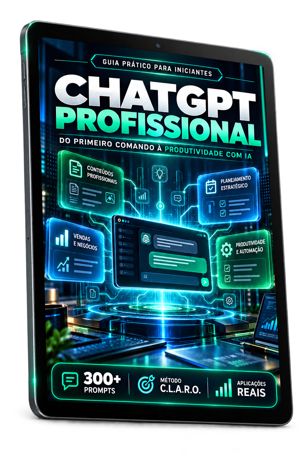 ChatGPT Profissional apresentado em um tablet